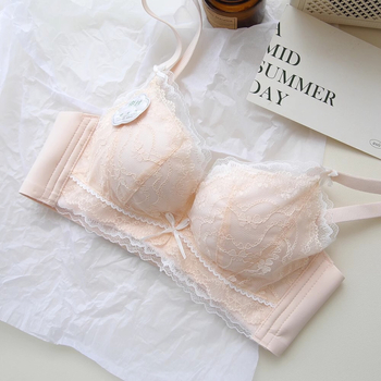 Mulberry Silk romantični čipkasti grudnjak bez žice za male grudi, udoban push-up, protiv opuštanja grudi