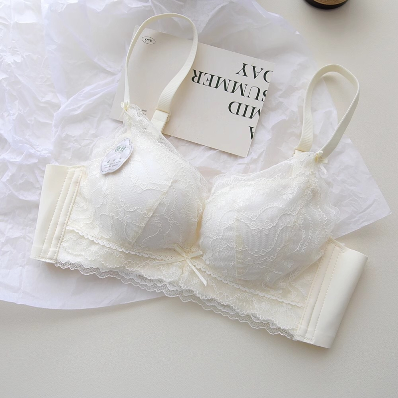Mulberry Silk romantični čipkasti grudnjak bez žice za male grudi, udoban push-up, protiv opuštanja grudi