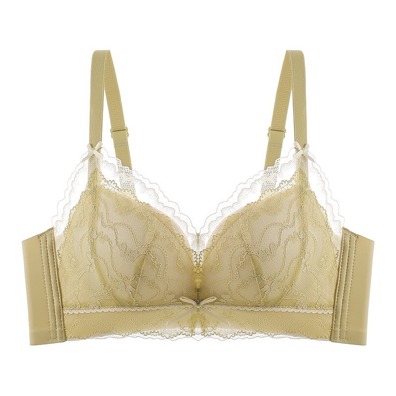 Mulberry Silk romantični čipkasti grudnjak bez žice za male grudi, udoban push-up, protiv opuštanja grudi