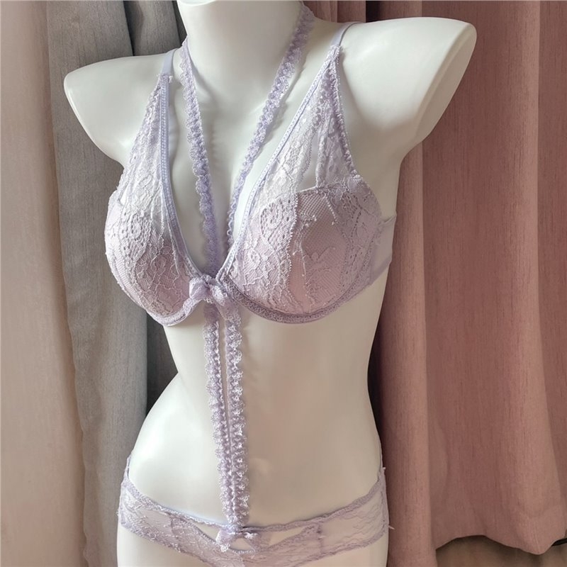 Set grudnjaka od čipke s halter vratom, 3/4 košarica, tanko oblikovana košarica