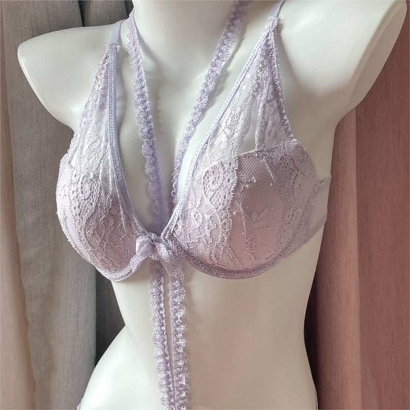 Set grudnjaka od čipke s halter vratom, 3/4 košarica, tanko oblikovana košarica