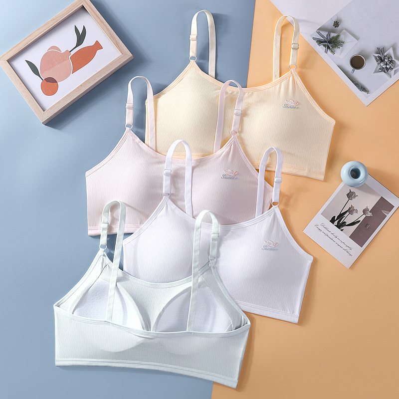 Grudnjak za tinejdžerice s fiksnim košaricama, prozračan Ice Silk, u vestnom stilu, za uzrast 15+ (Cup: Full; Mold Cup: Thin mold; Mold Cup fabric: Cotton; Fabric: Nylon; Shoulder strap: Fixed double)