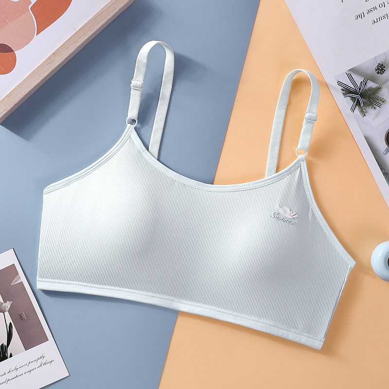 Grudnjak za tinejdžerice s fiksnim košaricama, prozračan Ice Silk, u vestnom stilu, za uzrast 15+ (Cup: Full; Mold Cup: Thin mold; Mold Cup fabric: Cotton; Fabric: Nylon; Shoulder strap: Fixed double)
