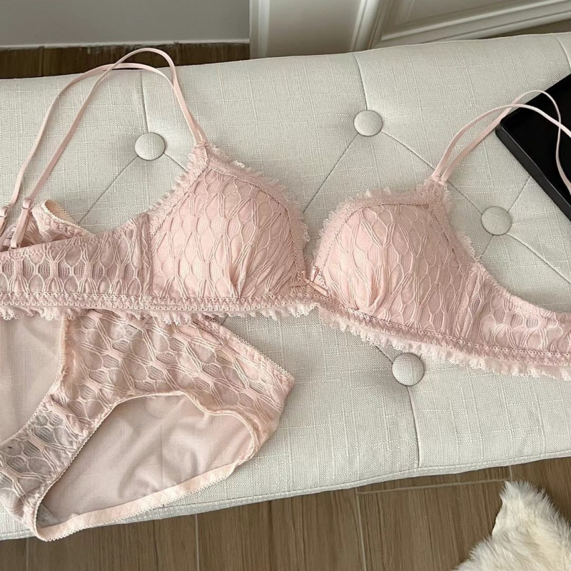 Nylon čipkasti grudnjak set, košarica 3/4, tanke oblikovane čašice, Push-Up, stražnje tri reda kuka