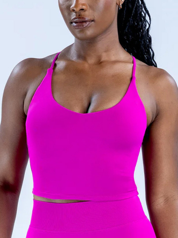 Женски потник за йога с кръстосани презрамки и вградени подплънки за бюст, найлон-спандекс 95/5, тесен силует, влагоотводящ, подходящ за бягане, фитнес и колоездене