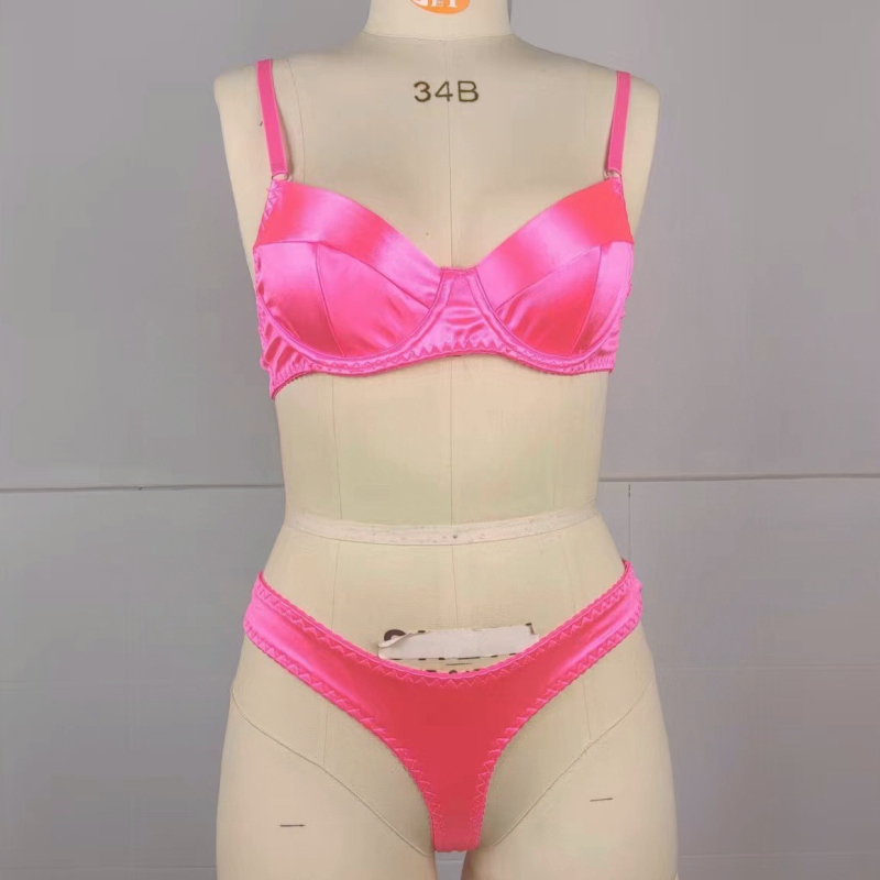 Satenski set grudnjaka s podstavom, 3/4 kupa, push-up, klasičan seksi stil