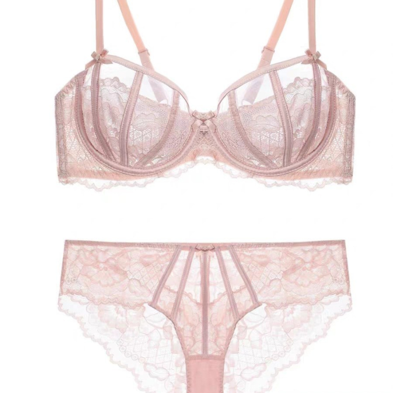 Čipkasti push-up grudnjak set, 3/4 košarice, lagani ljetni dizajn, motiv zeca ušiju, francuski stil