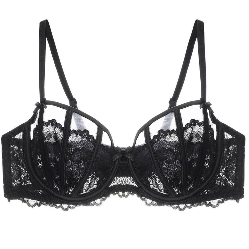 Čipkasti push-up grudnjak set, 3/4 košarice, lagani ljetni dizajn, motiv zeca ušiju, francuski stil