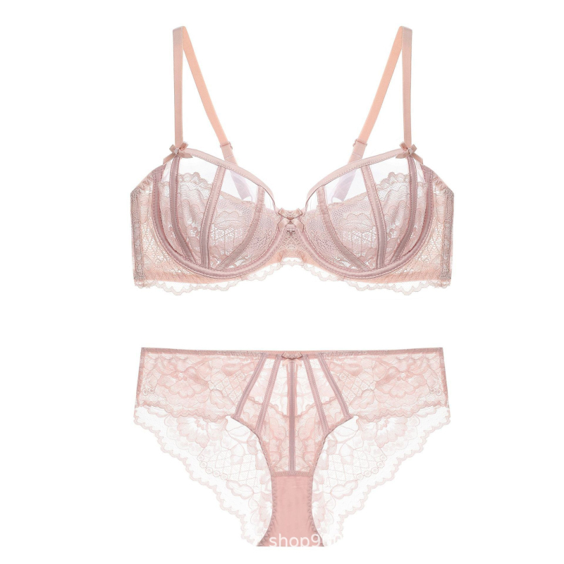 Čipkasti push-up grudnjak set, 3/4 košarice, lagani ljetni dizajn, motiv zeca ušiju, francuski stil