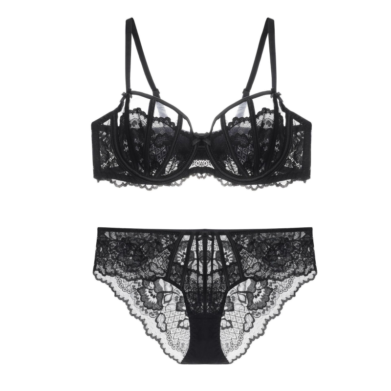 Čipkasti push-up grudnjak set, 3/4 košarice, lagani ljetni dizajn, motiv zeca ušiju, francuski stil