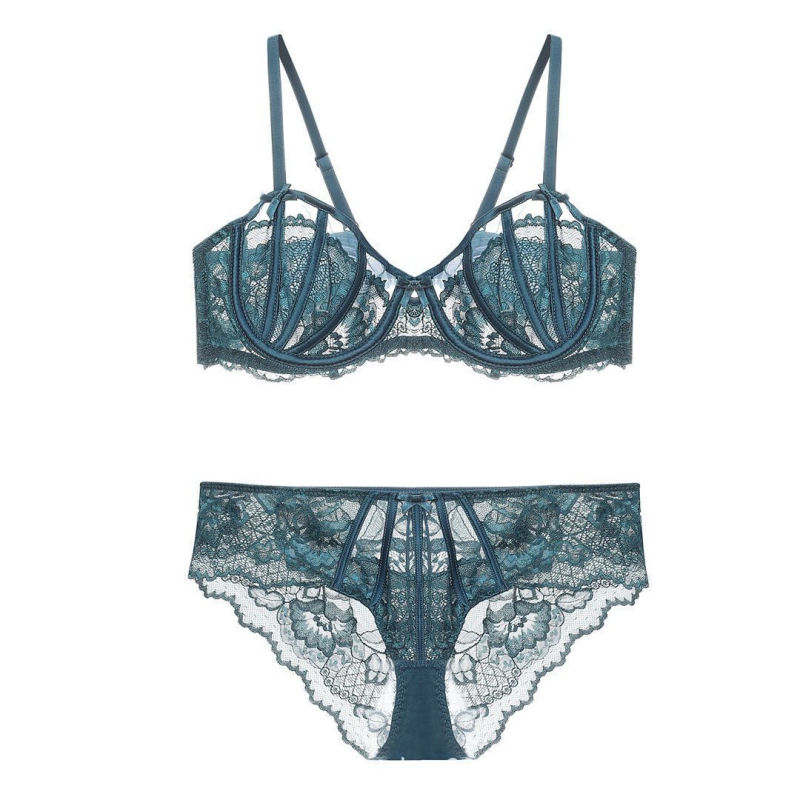 Čipkasti push-up grudnjak set, 3/4 košarice, lagani ljetni dizajn, motiv zeca ušiju, francuski stil