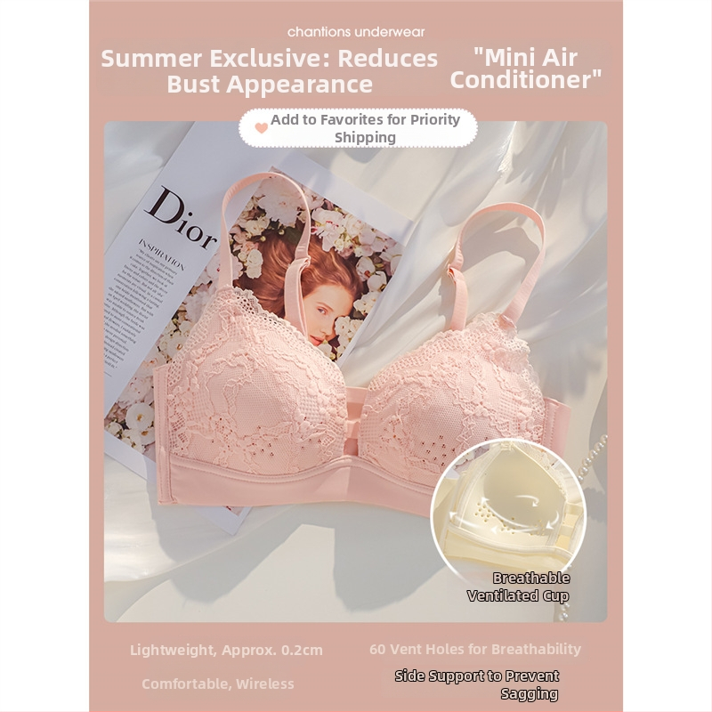 Ženski ljetni tanki grudnjak bez žice za velike grudi, minimizator, učvršćivanje bočnih, protiv opuštanja, Plus-size set grudnjaka