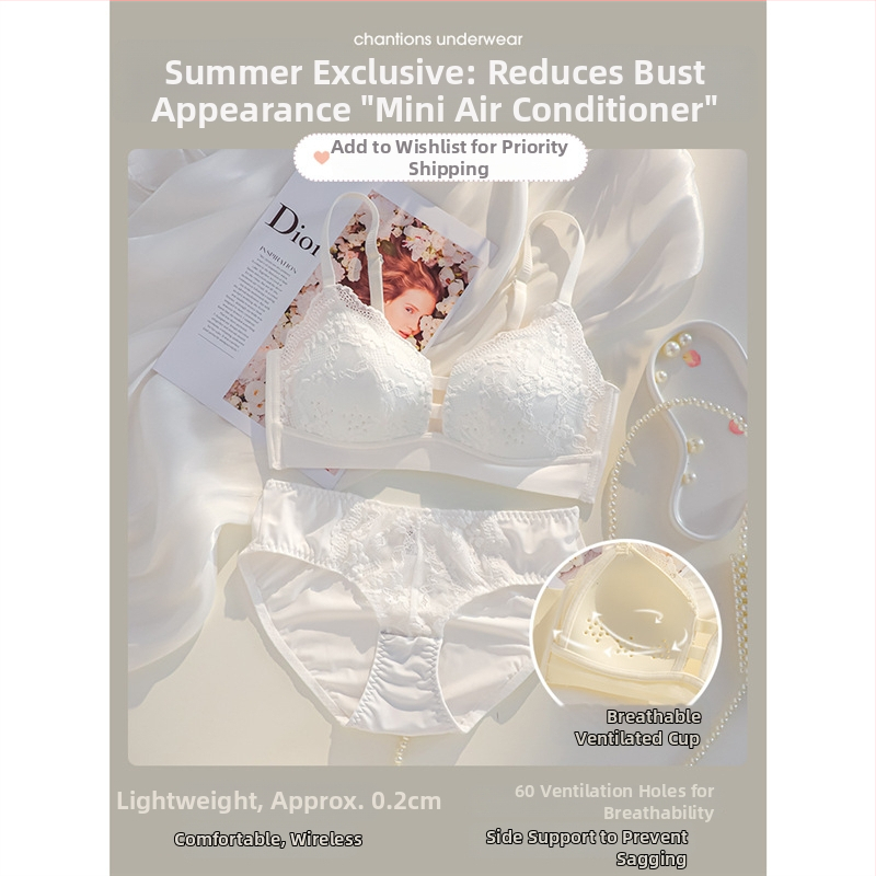Ženski ljetni tanki grudnjak bez žice za velike grudi, minimizator, učvršćivanje bočnih, protiv opuštanja, Plus-size set grudnjaka