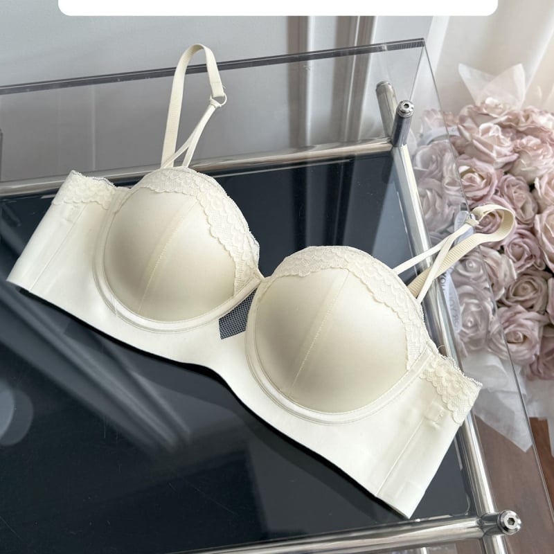 Dream Catcher Girl: Grudnjak bez naramenica od francuskog satena, anti-slip, košarica 1/2, za mali bust, push-up za naglašavanje i skupljanje bočnih dojki