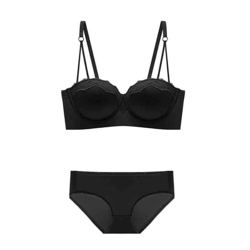 Dream Catcher Girl: Grudnjak bez naramenica od francuskog satena, anti-slip, košarica 1/2, za mali bust, push-up za naglašavanje i skupljanje bočnih dojki