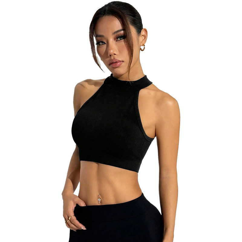 Ženski bezšavni top za jogu s integriranom podrškom za prsni koš, bez naramenica, najlon 80%, podstava spandex 80%, pogodna za trčanje