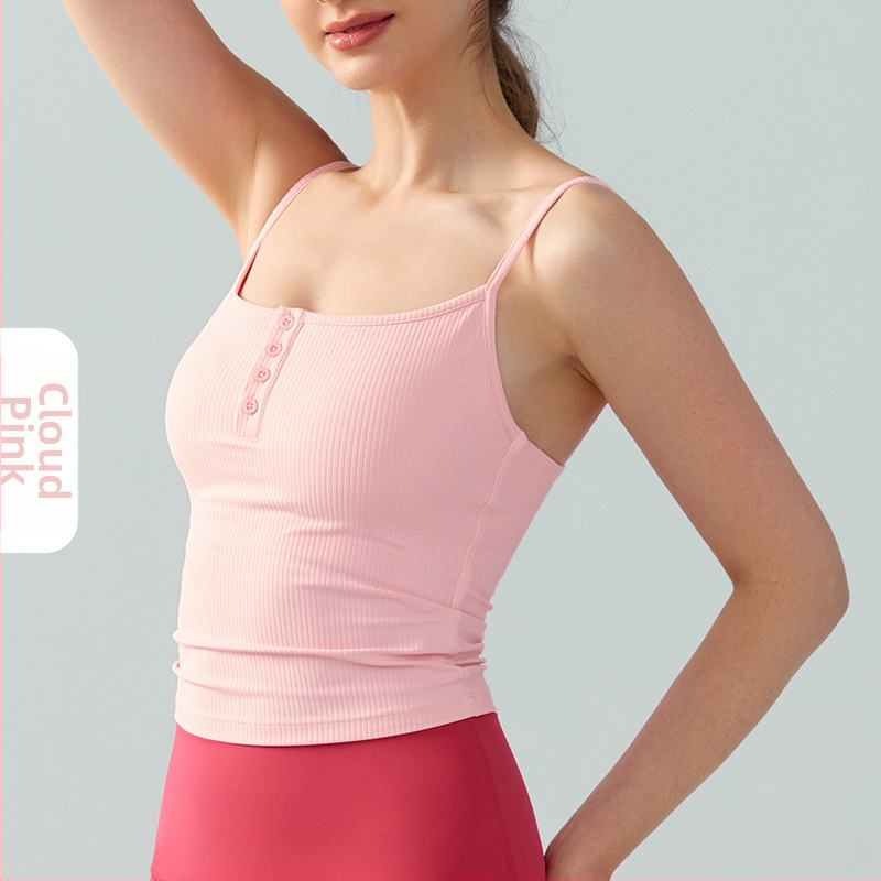 Ženský joga top s vložkou na poprsie, priedušný, priliehavý strih, 78% nylon, 22% spandex, jar-leto 2024