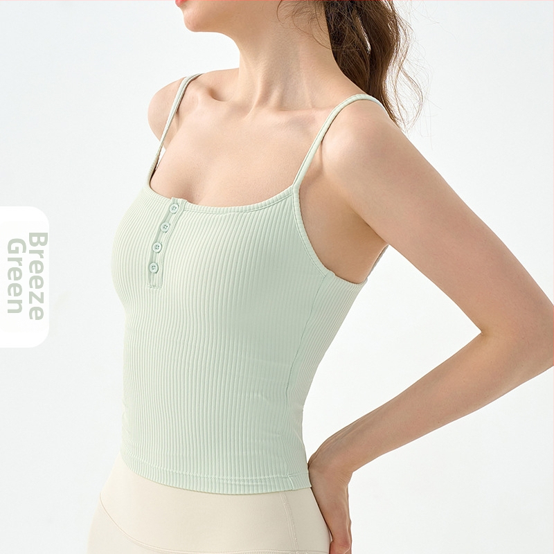Ženský joga top s vložkou na poprsie, priedušný, priliehavý strih, 78% nylon, 22% spandex, jar-leto 2024
