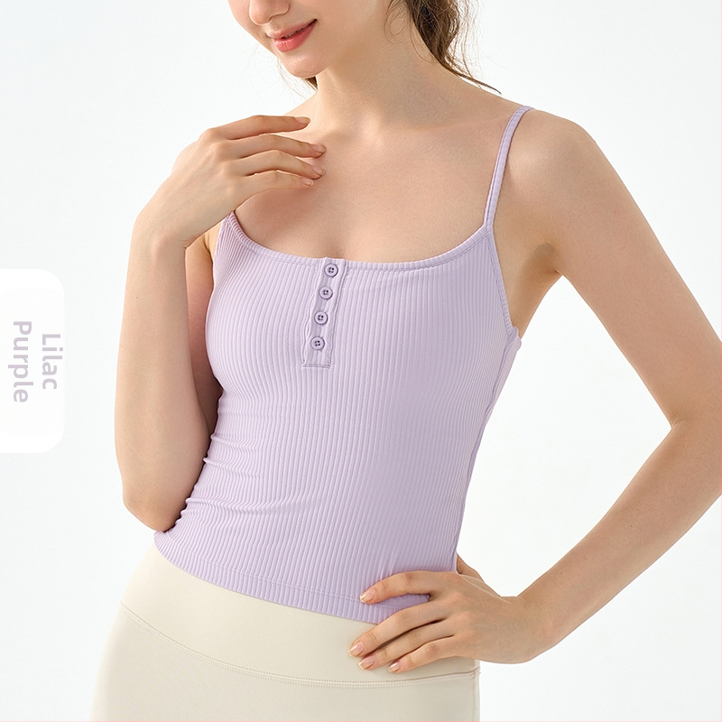 Ženský joga top s vložkou na poprsie, priedušný, priliehavý strih, 78% nylon, 22% spandex, jar-leto 2024