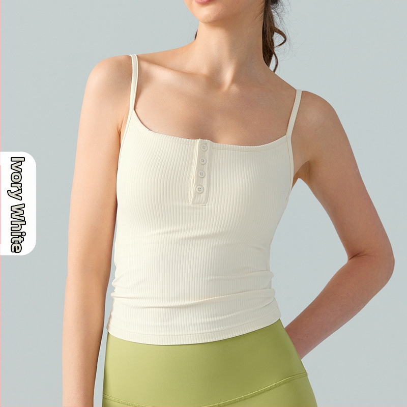 Ženský joga top s vložkou na poprsie, priedušný, priliehavý strih, 78% nylon, 22% spandex, jar-leto 2024