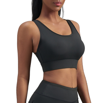 Спортен сутиен за тренировки с полиестер 78% и подплата от спандекс 22%, пълна чашка, тънко формована чашка, задно закопчаване с три реда