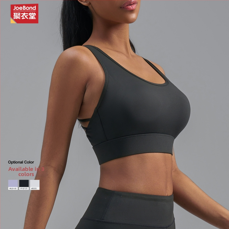 Спортен сутиен за тренировки с полиестер 78% и подплата от спандекс 22%, пълна чашка, тънко формована чашка, задно закопчаване с три реда