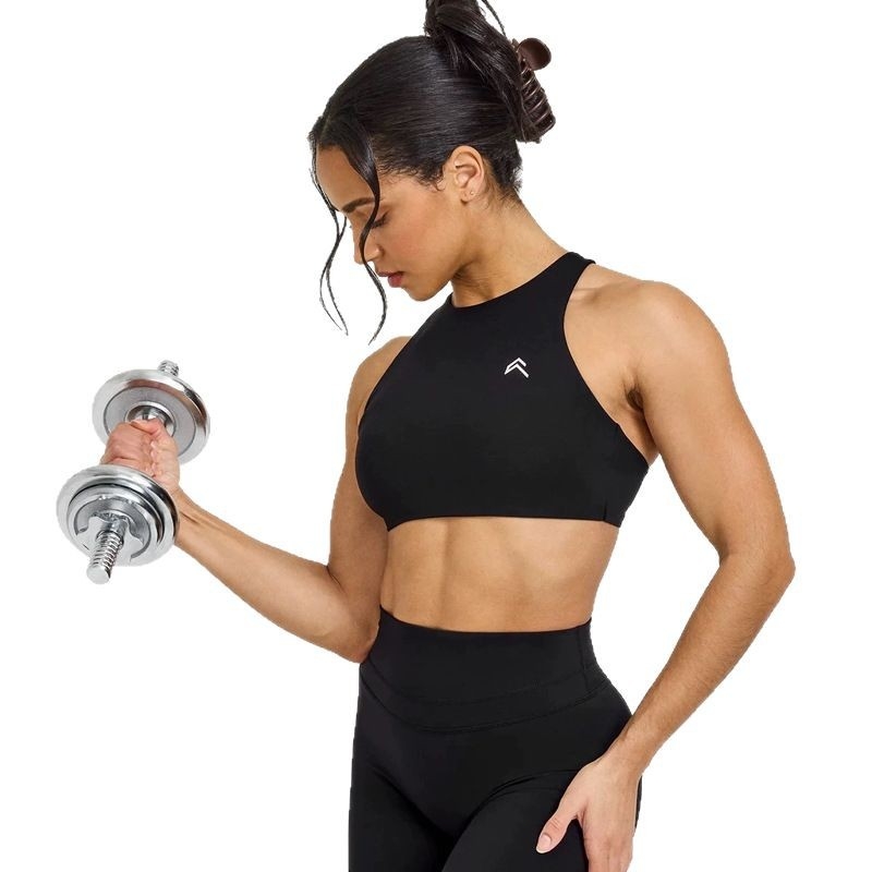 Joga sportski grudnjak top s umetkom za prsni koš, otporan na udarce, visoka elastičnost, prozračan, brzo suši, uski kroj, dužina prsa, 75% najlon, 25% spandex