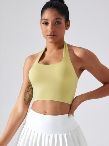 Йога бюстгъртник с халтер, формована чашка 3/4, шевен дизайн, плат Nylon/Spandex 75%/25%, Shaped Lycra Sanding