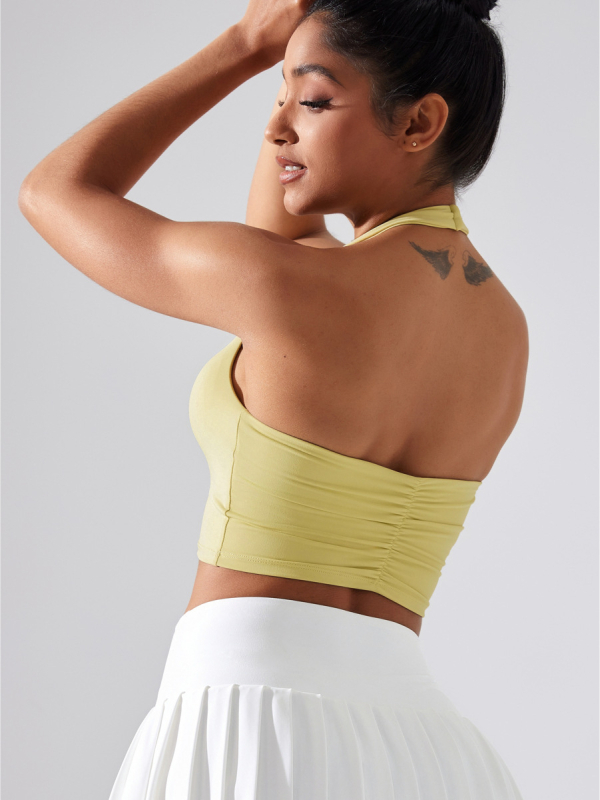 Йога бюстгъртник с халтер, формована чашка 3/4, шевен дизайн, плат Nylon/Spandex 75%/25%, Shaped Lycra Sanding