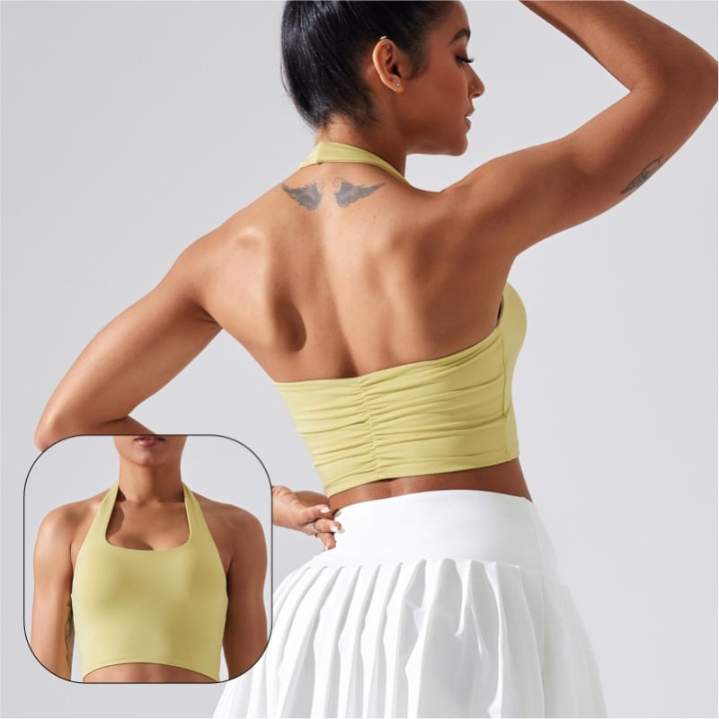 Йога бюстгъртник с халтер, формована чашка 3/4, шевен дизайн, плат Nylon/Spandex 75%/25%, Shaped Lycra Sanding