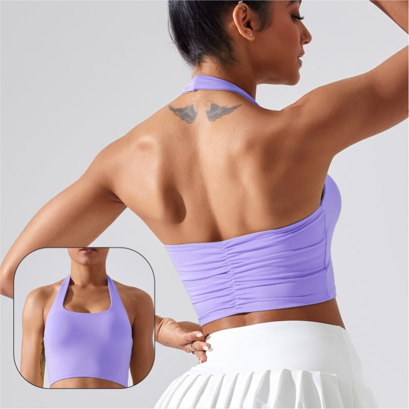 Йога бюстгъртник с халтер, формована чашка 3/4, шевен дизайн, плат Nylon/Spandex 75%/25%, Shaped Lycra Sanding