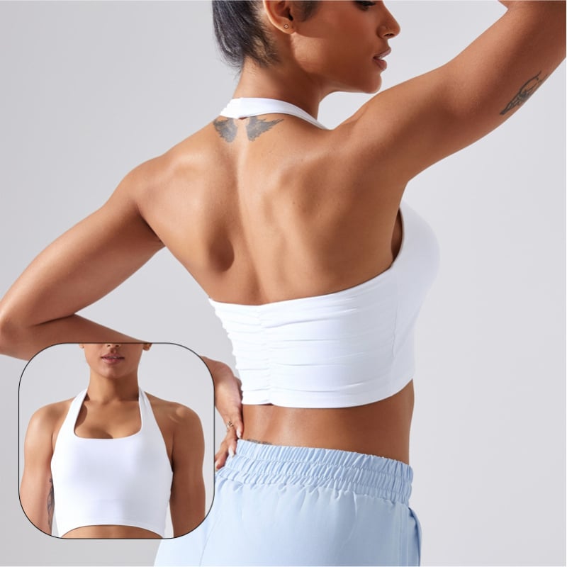 Йога бюстгъртник с халтер, формована чашка 3/4, шевен дизайн, плат Nylon/Spandex 75%/25%, Shaped Lycra Sanding