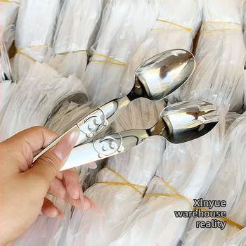 Παιδικό σετ κουτάλι και πιρούνι από ανοξείδωτο ατσάλι 304 με σχέδιο χαριτωμένης αρκούδας