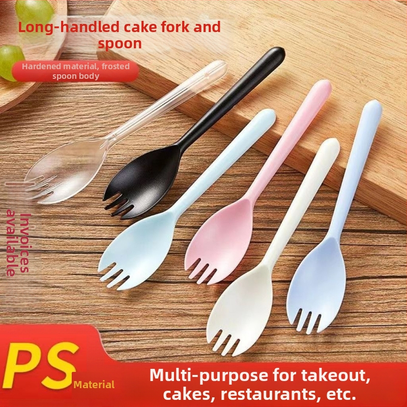 Jednorazové lyžičky a vidličky s dlhými rúčkami, samostatne balené, určené na grilovanie, bibimbap, dezerty a ovocné poháre — Materiál: PP; Značka: Unique; Funkcia: Iné; Spustenie produktu: Iné
