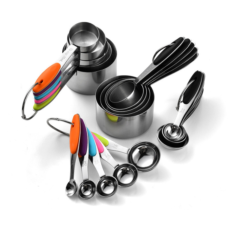 Комплект измервателни лъжички и чаши за печене от неръждаема стомана, 10 части, минималистичен стил, Keidason