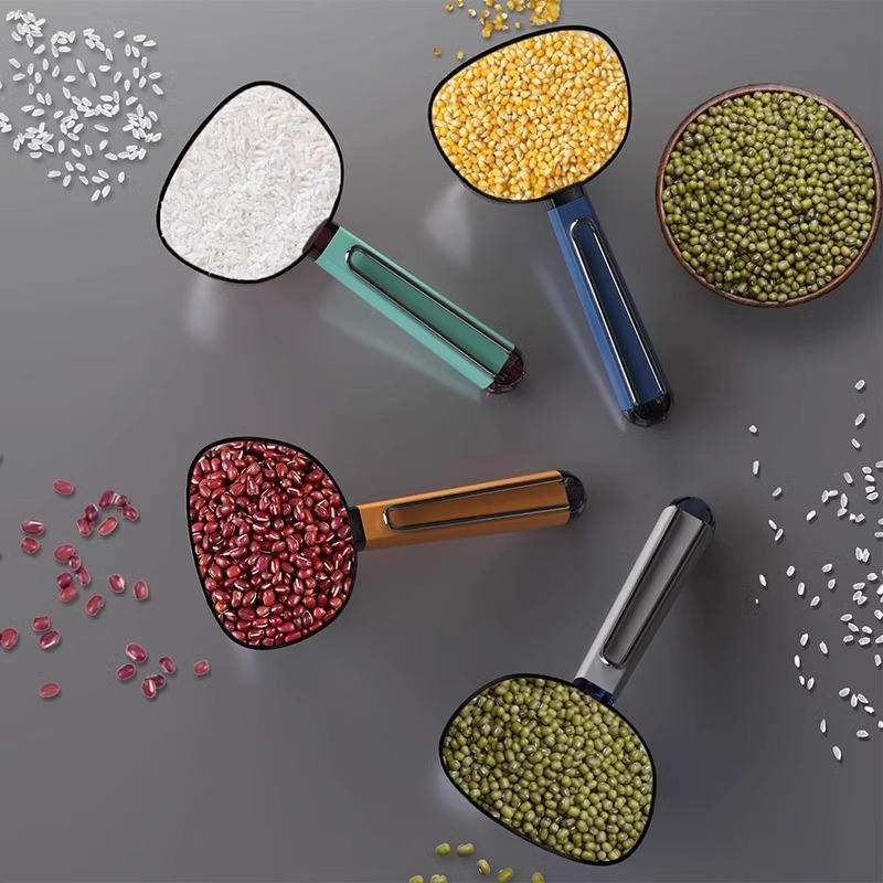 Defu Многофункционална мерителна лъжичка за кухня с клип за запечатване, подходяща за ориз, зърна и брашно