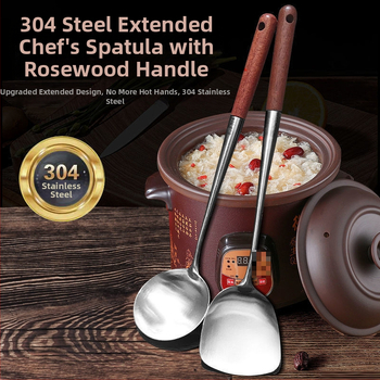304 roostevabast teras lusikas ja spatula komplekt, paksendatud ja pikendatud disain toiduvalmistamiseks