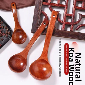 Puidust köögilusikas pikkade käepidemetega – libisemiskindel, kuumuskindel, põletuskaitse, suppide ja pudrude jaoks