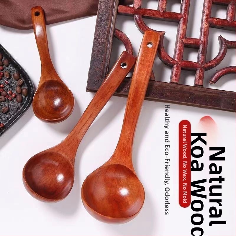 Puidust köögilusikas pikkade käepidemetega – libisemiskindel, kuumuskindel, põletuskaitse, suppide ja pudrude jaoks