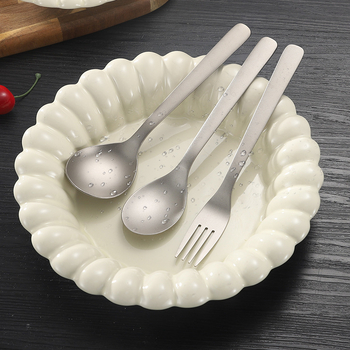 Τριμελές σετ από τιτάνιο για τραπέζι: πιρούνι, κουτάλι και ξυλάκια, Ma Lun Guang γυαλισμένο, παιδικό, μοντέρνο μινιμαλιστικό στυλ