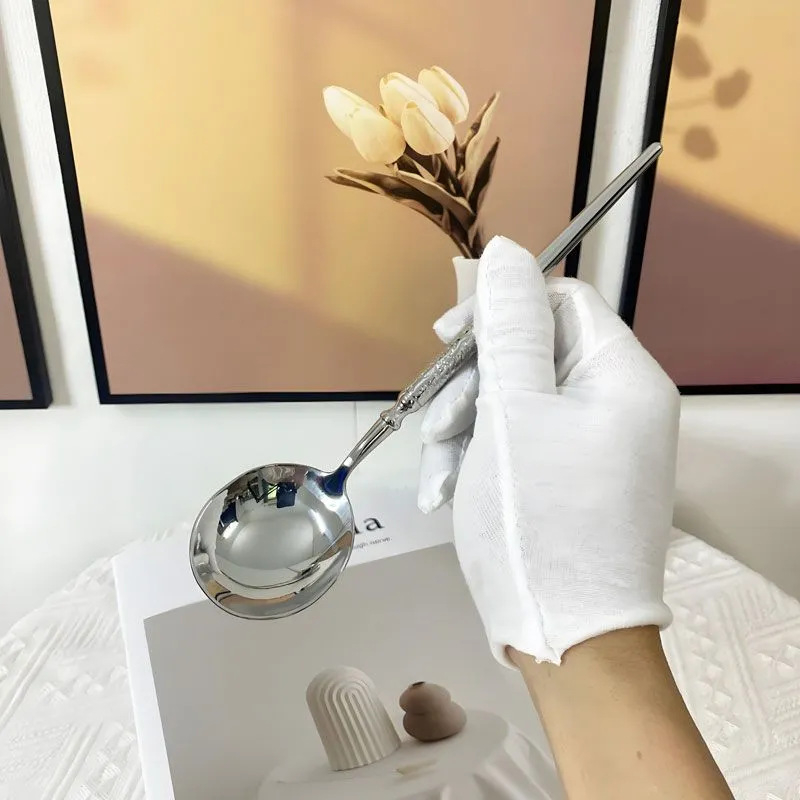 Σετ δυτικής μαχαιροπίρουνας από ανοξείδωτο ατσάλι 304, χτυπημένη υφή, χειροποίητο, καθρέπτισμα φινιρίσματος, ελαφρύς πολυτελής ρετρό στυλ