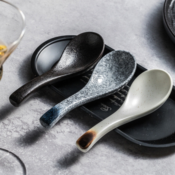 Jaapani stiilis keraamiline supilusikas pikkade käepidemetega