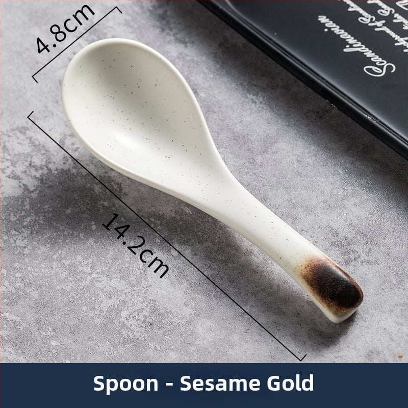 Jaapani stiilis keraamiline supilusikas pikkade käepidemetega