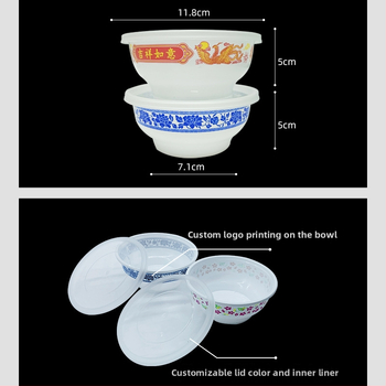 Jednorázová plastová súprava okrúhlych misiek a príslušenstva z PP, obsahuje misiek a paličky, tlač loga možná, vhodné na bankety a svadby