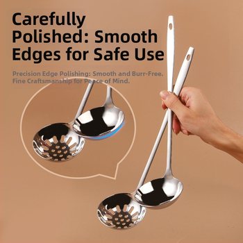 Köögilabidas drenaaživentidega, pikk käepide, roostevabast terasest, kuumuskindel, põletuste vältimine