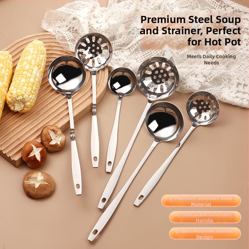 Köögilabidas drenaaživentidega, pikk käepide, roostevabast terasest, kuumuskindel, põletuste vältimine