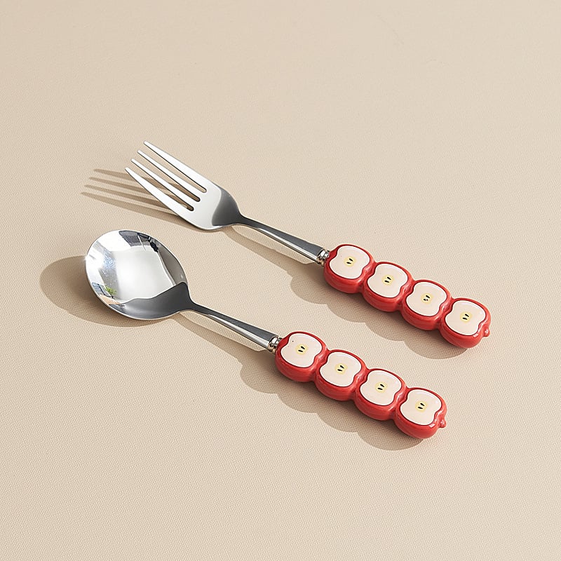 Σετ κουταλιών και πιρουνιών για κέικ και γλυκίσματα, 304 ανοξείδωτο ατσάλι, φινίρισμα καθρέφτης, καρτούν σχέδιο, φρέσκο και χαριτωμένο στυλ