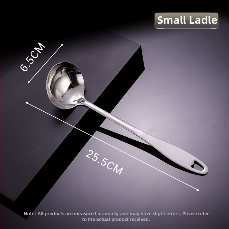 Toiduvalmistamise lusikas 304 roostevabast terasest, paksenenud pikk käepide, kuumade pannide jaoks, mitte-kleepuv, libisemisvastane, kõrge temperatuuritaluvus