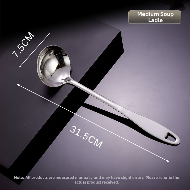 Toiduvalmistamise lusikas 304 roostevabast terasest, paksenenud pikk käepide, kuumade pannide jaoks, mitte-kleepuv, libisemisvastane, kõrge temperatuuritaluvus