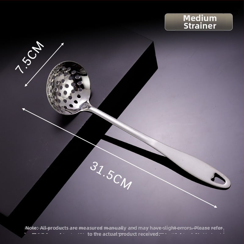 Toiduvalmistamise lusikas 304 roostevabast terasest, paksenenud pikk käepide, kuumade pannide jaoks, mitte-kleepuv, libisemisvastane, kõrge temperatuuritaluvus